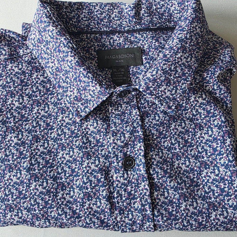 MAGASCHONI Man Floral Short Sleeve Button Up Shirt Mens XL‎ Extra Large